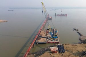 Hình ảnh công trường thi công cầu Thượng Cát