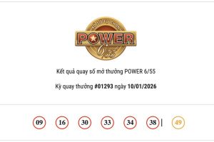 Kết quả xổ số Vietlott Power 6/55 hôm nay 10/01/2026 cả hai giải Jackpot đều không có chủ nhân trúng thưởng