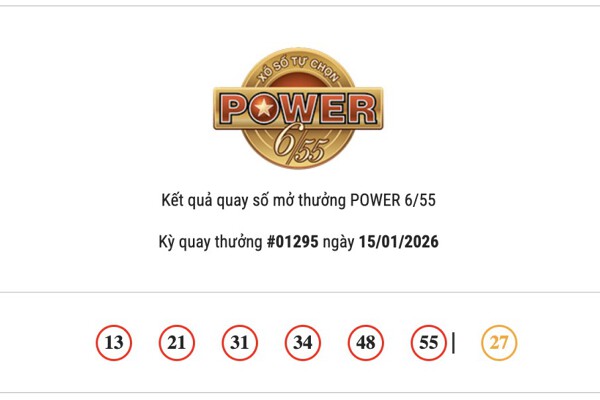 Kết quả Vietlott Power 6/55 hôm nay 15/01/2026 cả hai giải Jackpot đều chưa có người trúng