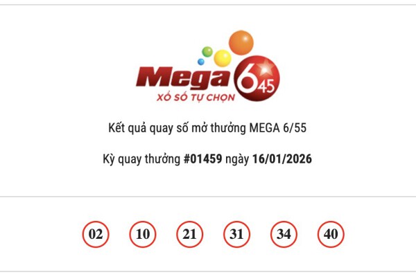 Kết quả xổ số Vietlott Mega 6/45 hôm nay 16/01/2026 Jackpot hơn 24,5 tỷ đồng tiếp tục vắng chủ