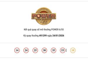 Kết quả xổ số Vietlott Power 6/55 hôm nay 24/01/2026 cả hai giải Jackpot đều vắng chủ