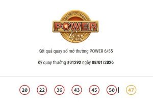 Kết quả xổ số Vietlott Power 6/55 ngày 08/01/2026 cả hai giải Jackpot đều không có chủ nhân trúng thưởng