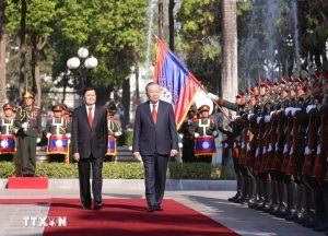 Lễ đón trọng thể Tổng Bí thư Tô Lâm tại Vientiane, Lào
