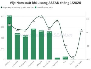 Mặt hàng nào Việt Nam xuất khẩu nhiều nhất sang ASEAN trong tháng 1/2026?