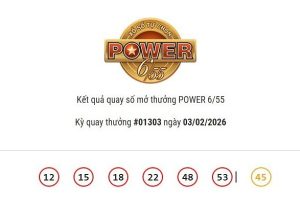 Kết quả xổ số Vietlott Power 6/55 ngày 03/02/2026 cả hai giải Jackpot đều không có chủ nhân trúng thưởng