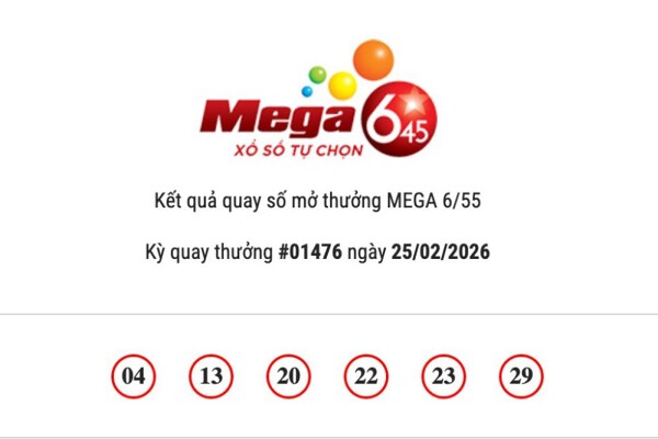 Kết quả xổ số Vietlott Mega 6/45 ngày 25/02/2026 Jackpot hơn 32,8 tỷ đồng chưa có chủ nhân